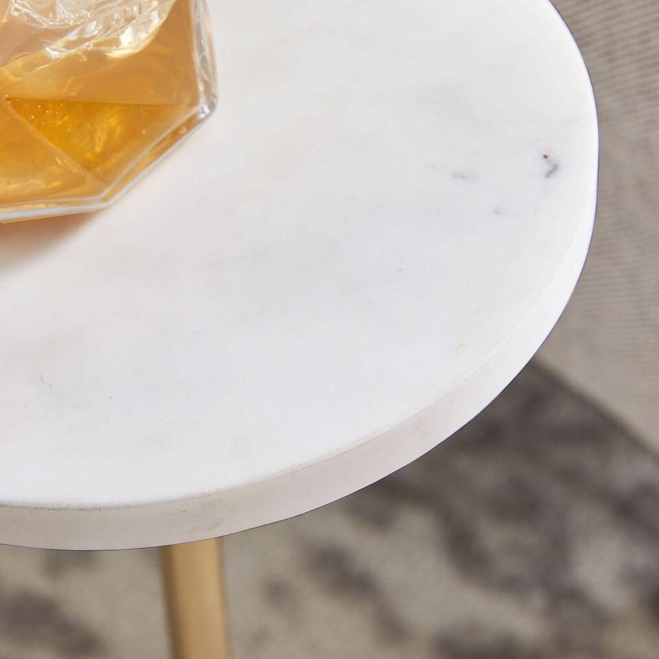 Marble + Brass Drink Table - Round | west elm Australia